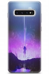 Samsung Galaxy S10 Kılıf Seri Moon 07 Yağmur Desenli Kılıf Beyaz - 1