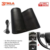 Lüks Set Fiat Punto Evo 2011 Delmesiz Çelik Ayaklı Gri-Siyah Kolçak Kol Dayama, Direksiyon Kılıfı - 3