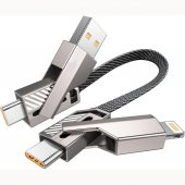 Shaza 4in1 65W USB-Type C ve Lightning Örgülü Şarj ve Data Kablosu - 1