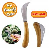 Aşı Bıçağı Profesyonel Çelik Eğri Uçlu Bağ Ağaç Budama Aşı Çakısı 195 mm Saplı Bıçak Çakı - 1