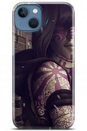 Apple iPhone 13 Kılıf Seri Anime 24 Dövmeli Kız Darbe Emici Kılıf Kırmızı - 1