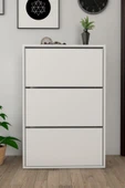 Moonlife 3 Kapaklı Kayar Raflı Ayakkabılık Beyaz - 6