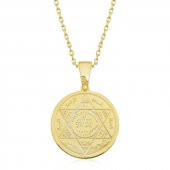 Altın Kaplama Mührü Süleyman 925 Ayar Gümüş Kolye thumbnail 1