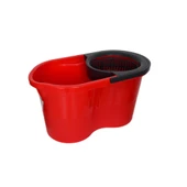 Plastik Temizlik Seti Kova Mop Paspas Uzar Döner Saplı Kırmızı Renk thumbnail 4