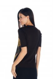 Kadın Baskı Desenli Triko Örme Hırka - 4