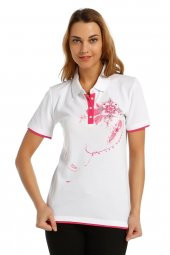 Beyaz Polo Yaka KadınT-shirt - 1