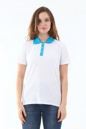 Polo Yaka Pike Kadın Pamuk T-shirt - 1