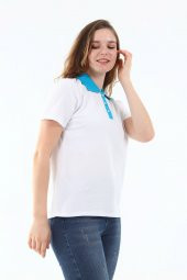 Polo Yaka Pike Kadın Pamuk T-shirt - 4