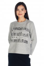 Crystal Taş Baskılı Sweatshirt - 1