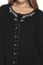 Kristal Taşlı Italyan Yün Triko Hırka - 4