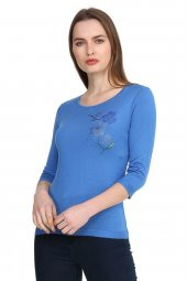 Kristal Baskılı Zarif Triko Bluz thumbnail 1