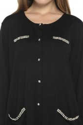 Kristal Taşlı Cepli Taş Düğmeli Uzun Tunik - 4