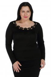 Kristal Taş El Işçliği Triko Bluz - 1
