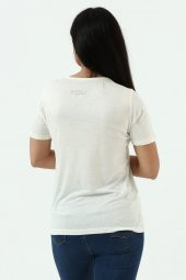 Yelken Baskı Ve Nakış Detaylı Merserize Örme T-shirt - 2