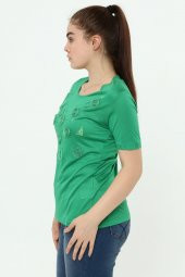 Yelken Baskı Ve Nakış Detaylı Merserize Örme T-shirt - 9