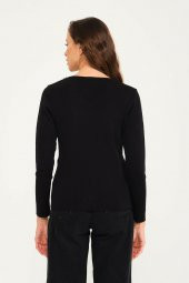 Kristal Taş Motifli Triko Örme Kazak - 2