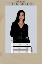 Kristal Taşlı Agraf Cep Baskılı Konfor Viskoz-lycra Hırka - 6