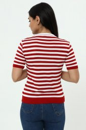 Çizgili Yonca Kısa Kol Fit Kesim T-shirt - 9