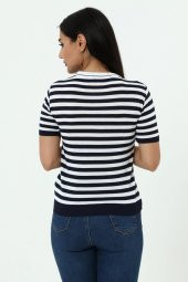 Çizgili Yonca Kısa Kol Fit Kesim T-shirt - 2