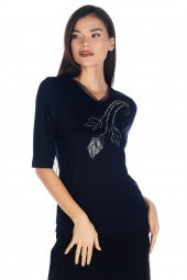 Kadın Lale/tulip Viskoz-lycra T-shirt Bluz - 9