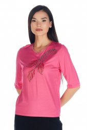 Kadın Lale/tulip Viskoz-lycra T-shirt Bluz - 1