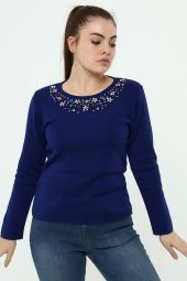 Kadın Kristal Taş El Işçliği Triko Bluz thumbnail 1