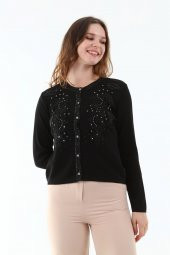 Güpür Kristal Taşlı Boncuk Payet El İşçiliği Hırka - 1