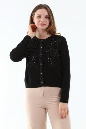 Güpür Kristal Taşlı Boncuk Payet El İşçiliği Hırka - 3