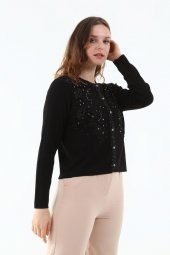 Güpür Kristal Taşlı Boncuk Payet El İşçiliği Hırka - 4