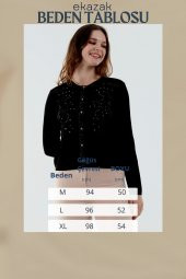 Güpür Kristal Taşlı Boncuk Payet El İşçiliği Hırka - 6