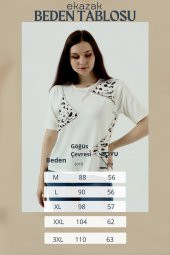 Kadın Baskılı Detaylı Tişört - 7