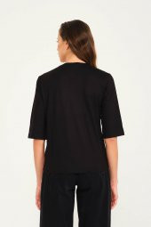 Tropikal Desen Basılı T-shirt Bluz - 2