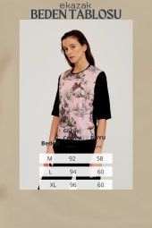 Tropikal Desen Basılı T-shirt Bluz - 7