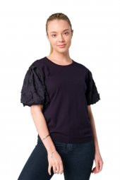 Güpür Dantel Yonca Çiçekli Kol Bluz thumbnail 1