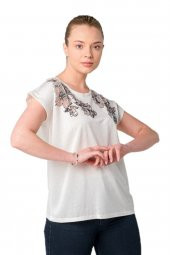 Transparan Devoe Baskılı Bluz Tshirt - 1