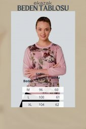 Kristal Doğal Yaşam Baskılı Örme Bluz - 5