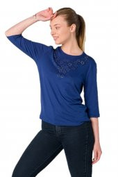 Kristal Baskılı Viskoz Örme Bluz - 3