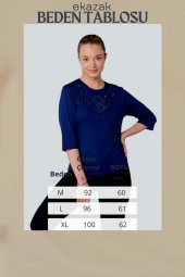 Kristal Baskılı Viskoz Örme Bluz - 5