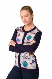 Kristal Fashion Baskılı Luxury Triko Örme Hırka - 3