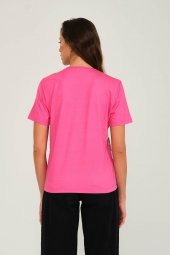 Fashion Baskılı Kristal Taşlı Viskoz T-shirt - 2