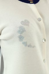 Kadın Kristal Taş Kalplı Hırka - 5