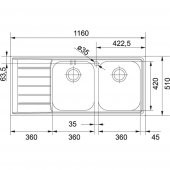 Franke Neptun NET 621 Mikrodekor Sol Damlalıklı Mikro Dekor Eviye - 2