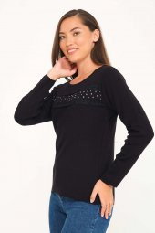 Dantelli ve İncili Triko Bluz - 6