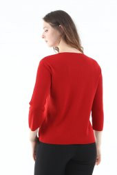 Kristal Taş Işlemeli Abiye Kadın Triko Bluz thumbnail 2