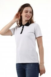 Polo Yaka Pike Kadın Pamuk T-shirt - 3