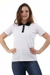 Polo Yaka Pike Kadın Pamuk T-shirt - 4