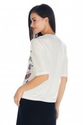 Crystal Baskılı Luxury Viskoz Tshirt Bluz - 2