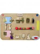 Montessori Aktivite Tahtası Zeka Gelişimi İnce Motor Eğitici Oyuncak Parmak Diş Kaşıyıcı Hediyeli - 2