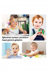 6x75 ml  artdeco Parmak Boyası Ponpon Sünger Tampon Fırça Küp Eva Sünger Baskı Seti 24 parça thumbnail 4