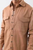 Erkek Oversize Jean Gömlek Bej - 5